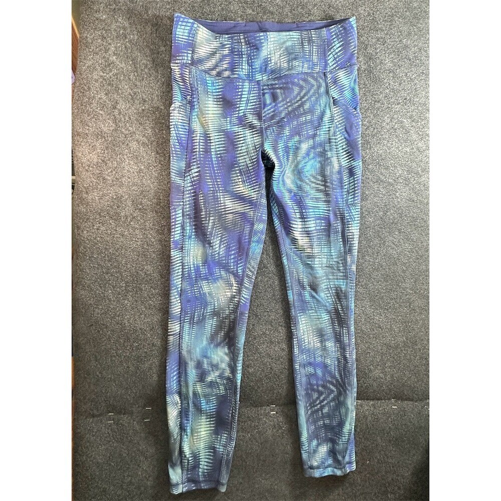 Lululemon Leggings Womens Size 8 Blue Abstract Print High Rise 25" Pockets